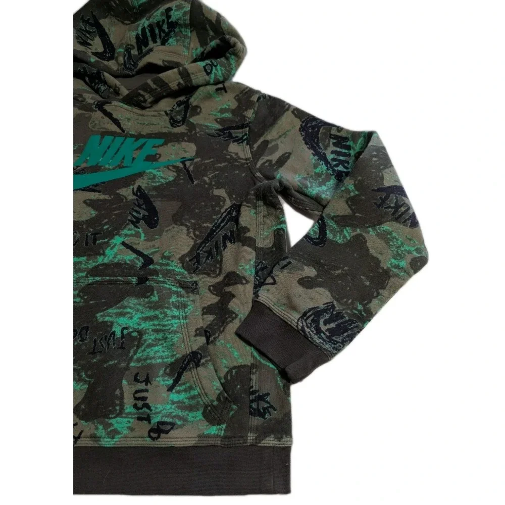 Nike Youth Hoodie Size‎ L Green Camo Just Do It Pullover Sweatshirt